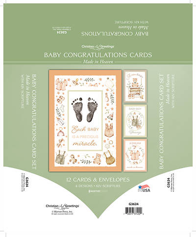 Made in Heaven Baby Congratulations Cards - Box of 12