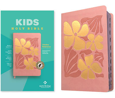 NLT Kids Bible, Thinline Reference Edition (Leatherlike, Tropical Flowers Dusty Pink, Indexed, Red Letter)