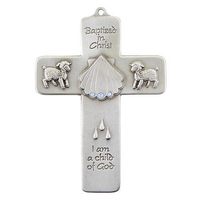 Wall Cross - Pewter - Baptism - Boy