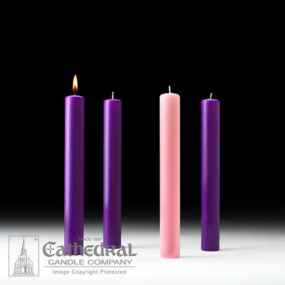 Cathedral 51% Beeswax Advent Candle Set 12" X 1-1/2" - 3 Purple, 1 Rose