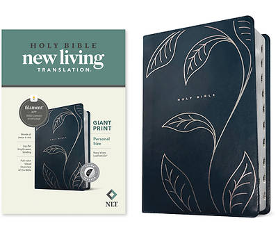 NLT Personal Size Giant Print Bible, Filament Enabled (Leatherlike, Navy Vines, Indexed, Red Letter)