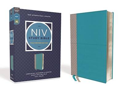 NIV Study Bible, Fully Revised Edition, Leathersoft, Teal/Gray, Red Letter, Comfort Print