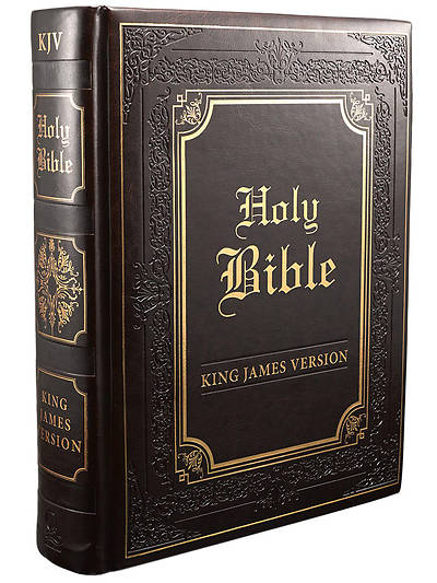 KJV Holy Bible, Heirloom Family Bible, Dark Brown Faux Leather w/Ribbon Markers, King James Version