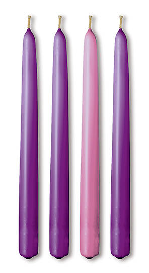 Advent Candle 12" Taper (3 Purple/1 Rose) (Set of 4)