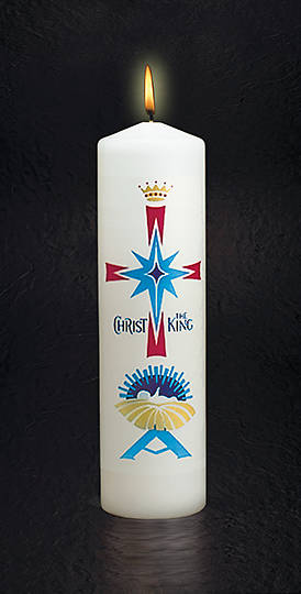 Advent Christ Candle Red/Blue Nativity 11" x 3"