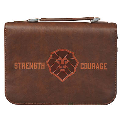 Strength and Courage Honey-brown Faux Leather Classic Bible Cover Medium