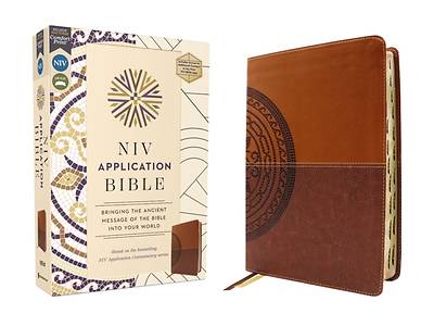 Picture of NIV Application Bible, Leathersoft, Brown, Red Letter, Thumb Indexed, Comfort Print