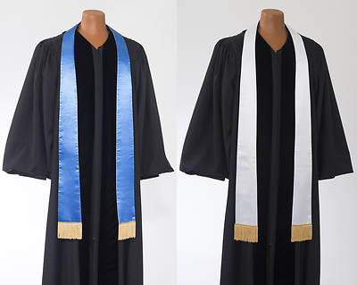 Satin Plain Reversible Blue/White Stole