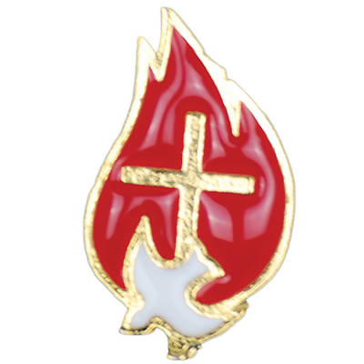 Cross & Flame Lapel Pin with Dove