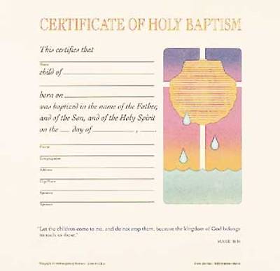 Contemporary Full-Color Child Baptism Flat Certificate with Seashell and Cross (Package of 12)