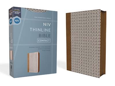 Niv, Thinline Bible, Compact, Leathersoft, Brown/White, Zippered, Red Letter, Comfort Print