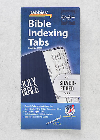 Bible Tab: Clear Tab with Silver Center Strip and Black Lettering