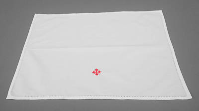 Cambric Linen Lavabo Towel with Red Cross and Vine - Pack of 3
