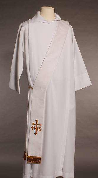 Picture of White IHS Cross Deacon Stole