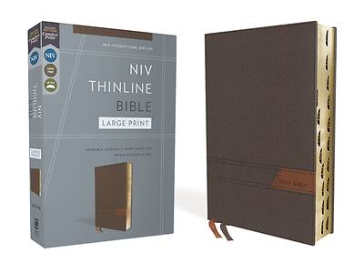 Picture of Niv, Thinline Bible, Large Print, Cloth Flexcover, Gray, Red Letter, Thumb Indexed, Comfort Print