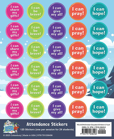Picture of VBS 2026 Snowball Mountain Challenge Attendance Stickers (Pkg of 24)