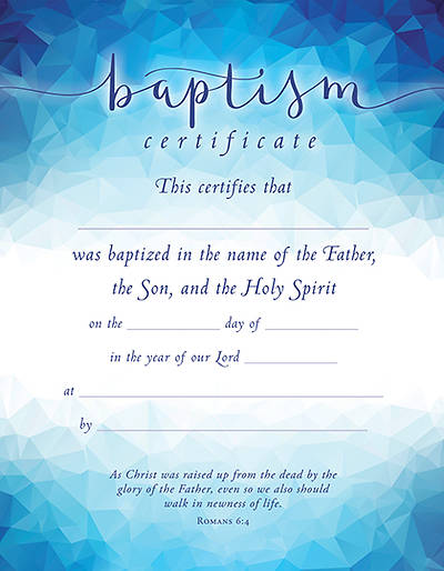 Certificate Baptism (Package of 6) Romans 6:4