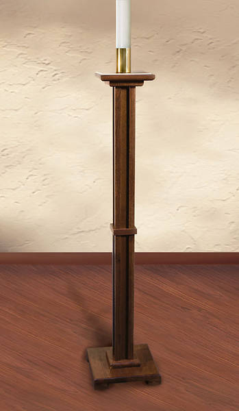 Wooden Paschal Candlestick - Walnut Stain