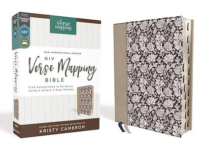 Niv, Verse Mapping Bible, Leathersoft, Navy Floral, Thumb Indexed, Comfort Print
