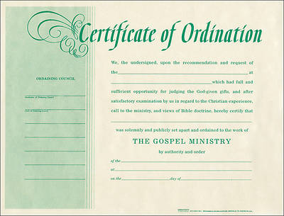 Certificate Of Ordination Package of 6