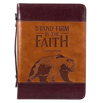 Bible Cover Medium Brown Stand Firm in Faith 1 Corinthians 16