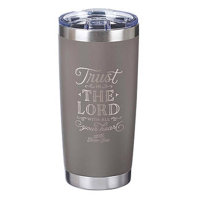 Mug Stainless Steel Gray Travel Trust in the Lord - Prov 3