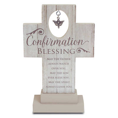 Confirmation Blessing with Metal Dove Charm Cross - Standing 6"