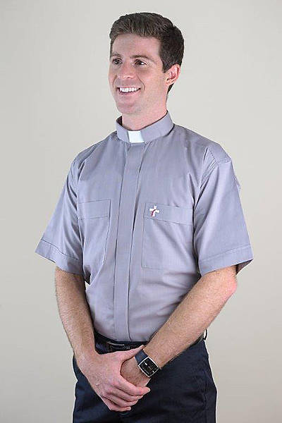 MDS Short Sleeve Clergy Shirt with Deacon Cross