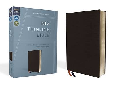 NIV Thinline Bible, Bonded Leather, Black, Red Letter Edition
