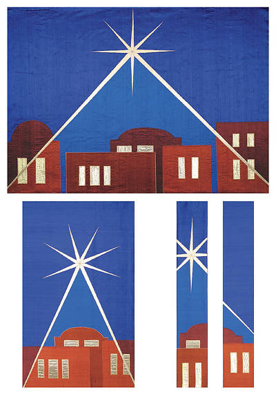 Bethlehem Cobalt Dupioni 3-Piece Parament Set