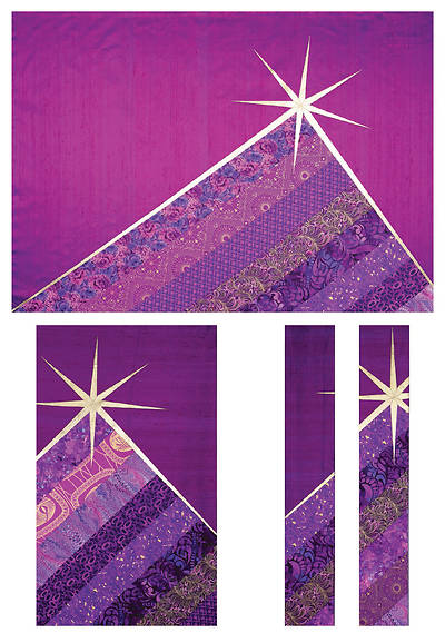 Star Magenta Dupioni 3-Piece Parament Set