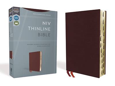 NIV Thinline Bible, Bonded Leather, Burgundy, Indexed, Red Letter Edition