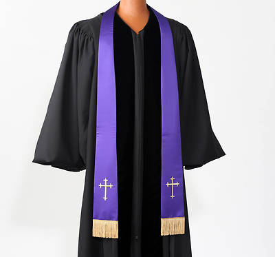 Picture of Satin Purple Latin Cross Stole