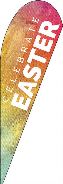 Picture of Easter Orange Brush Strokes Teardrop Flag Banner