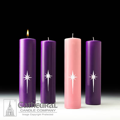 Star of the Magi Advent Pillar Candle Set - 3" x 12"