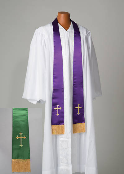 Satin Reversible Purple/Green Latin Cross Stole