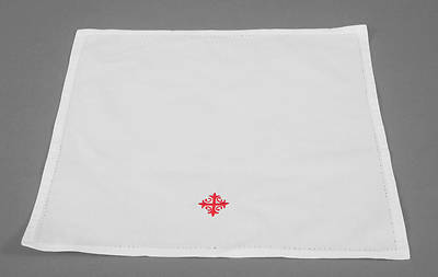 100% Cotton Bread Plate Napkin with Red Cross and Vine