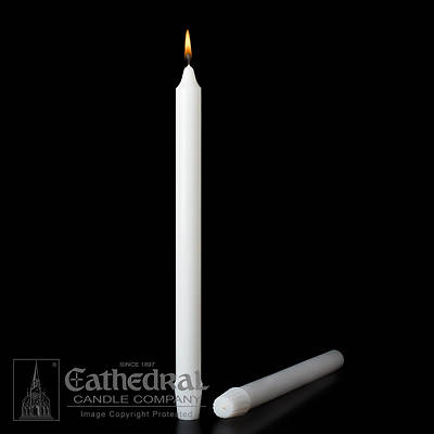 Stearic Altar Candles Cathedral 9 3/8 x 1 1/8 Pack of 18 Self-fitting