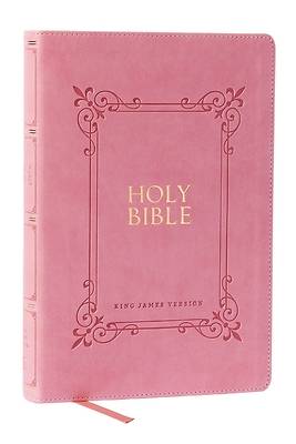 KJV Holy Bible Large Print Center-Column Reference Bible, Pink Leathersoft, 53,000 Cross References, Red Letter, Comfort Print