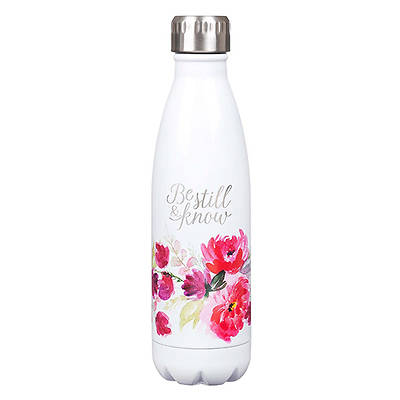 Water Bottle Stainless Steel White Be Still
