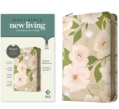 NLT Thinline Reference Zipper Bible, Filament Enabled (Leatherlike, Tender Blossom Taupe, Red Letter)