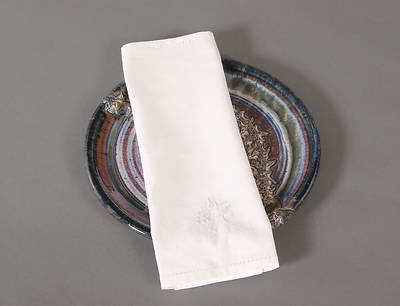 Cambric Linen Bread Plate Napkin with Wheat/Grapes