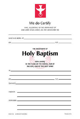 Baptism Certificate [Package of 25 w/ Envelope]