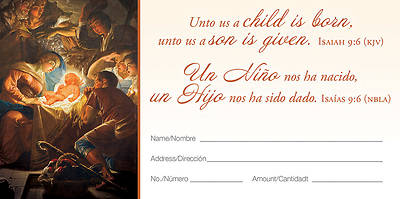 Christmas Unto Us a Child is Born Offering Envelope Bilingual