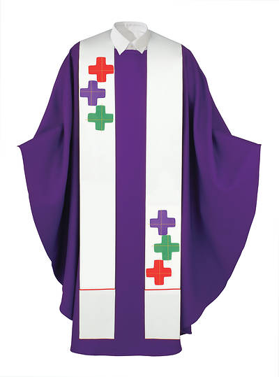Multi-Color Greek Crosses White Stole