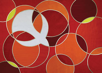 Picture of Circle and Dove Red Dupioni Altar Frontal