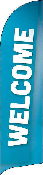 Picture of Welcome Block Letter Blue Flag Banner