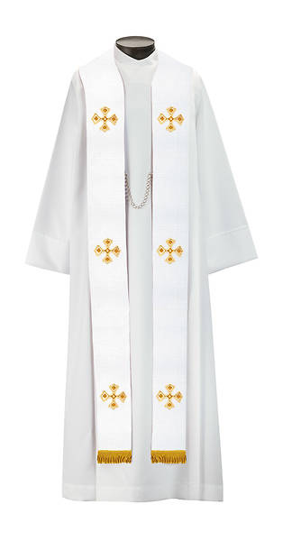 Picture of Chapel Brocade Collection Overstole White & Gold 56"