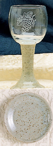 Picture of Ceramic and Etched Glass Chalice and Paten Set