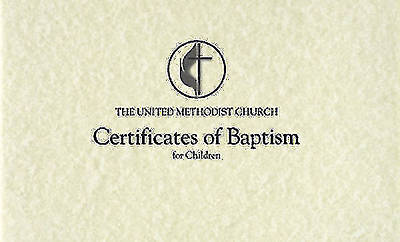 United Methodist Child Baptism Flat Certificate (Pkg of 26)